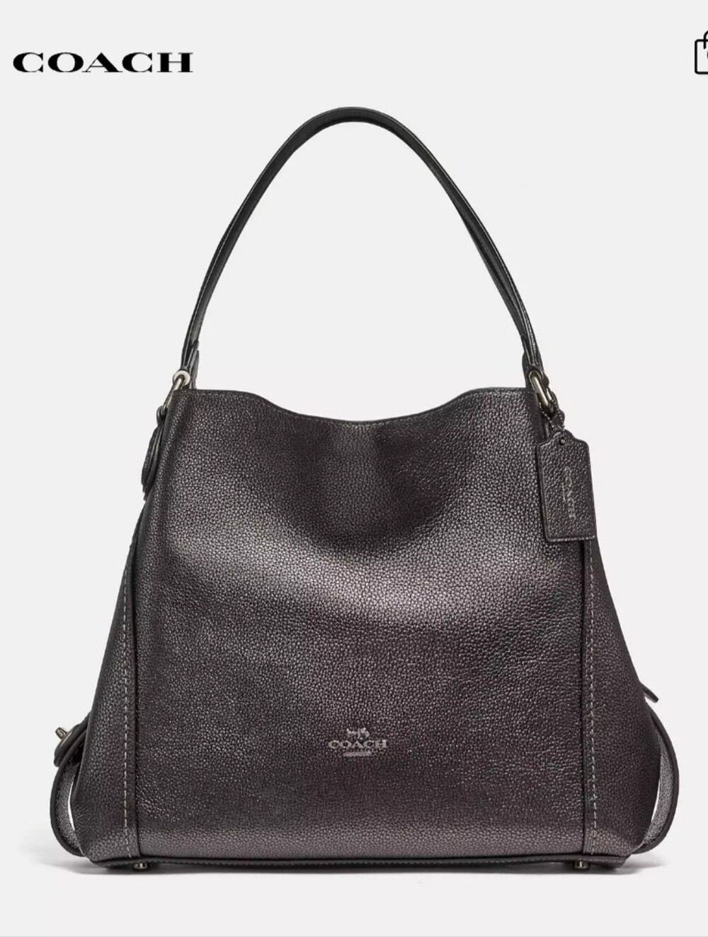 Coach metallic graphite Edie with Turnlock Purse